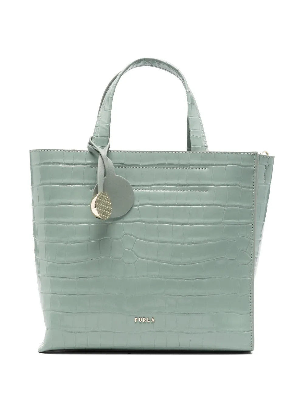 Furla croc-effect leather tote bag Groen