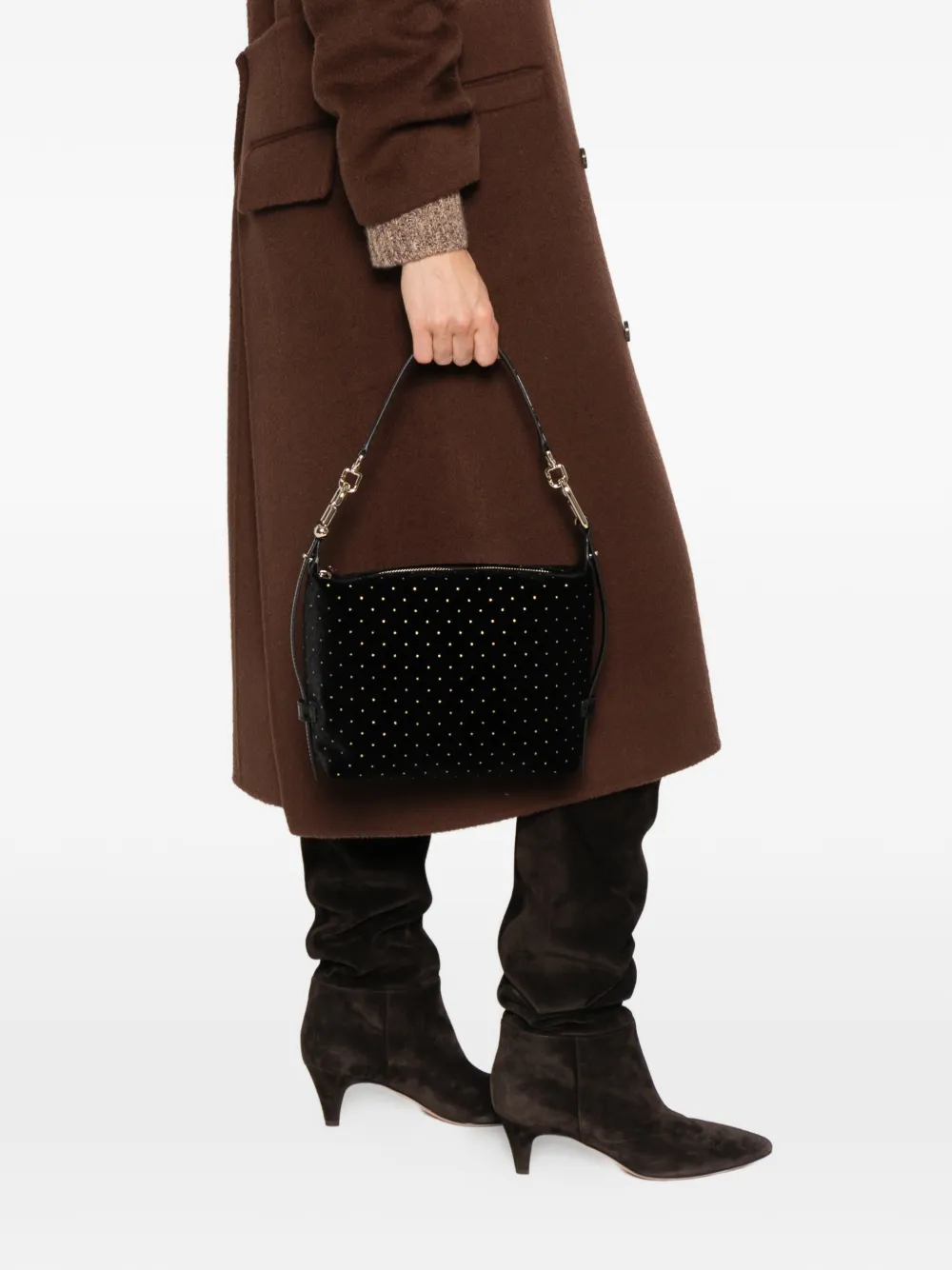 Furla studded velvet tote bag Zwart