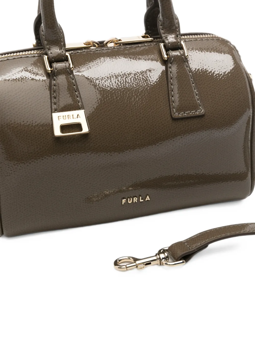 Furla Olivia Boston mini-shopper van lakleer Groen