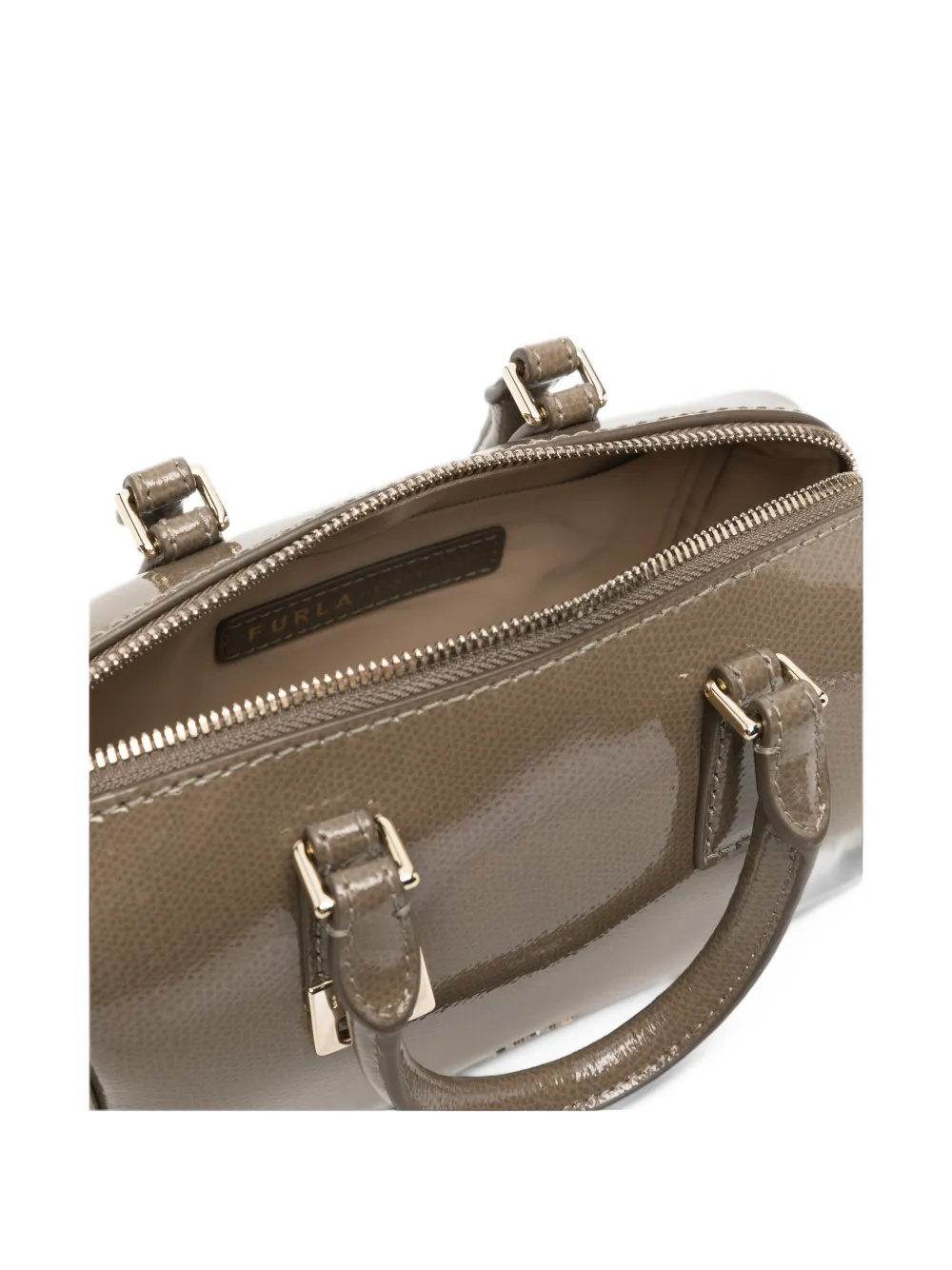 Furla Olivia Boston mini-shopper van lakleer Groen