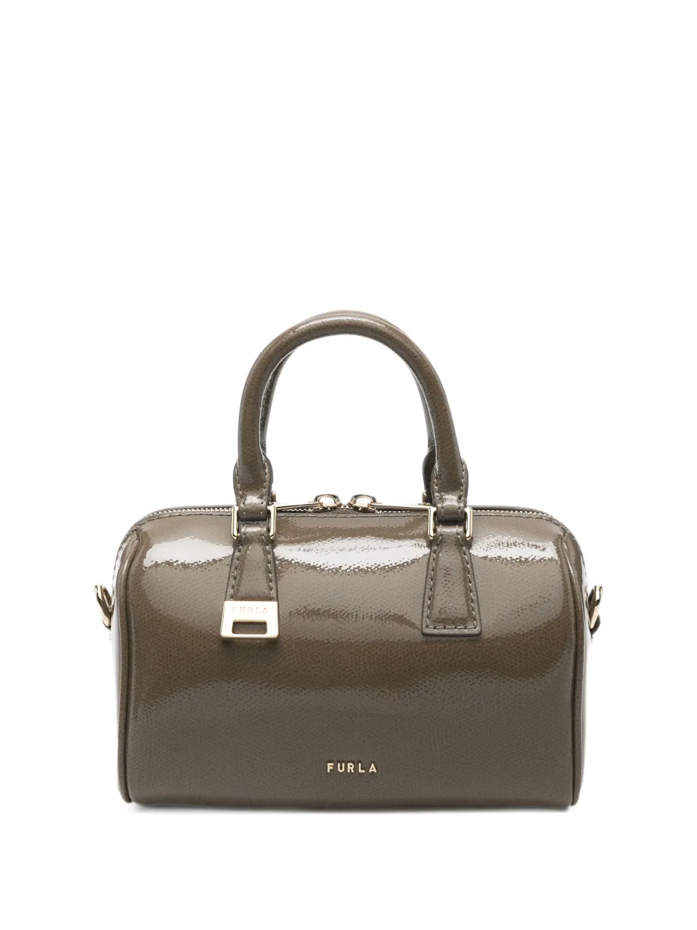 Furla mini Olivia Boston patent-leather tote bag - Verde