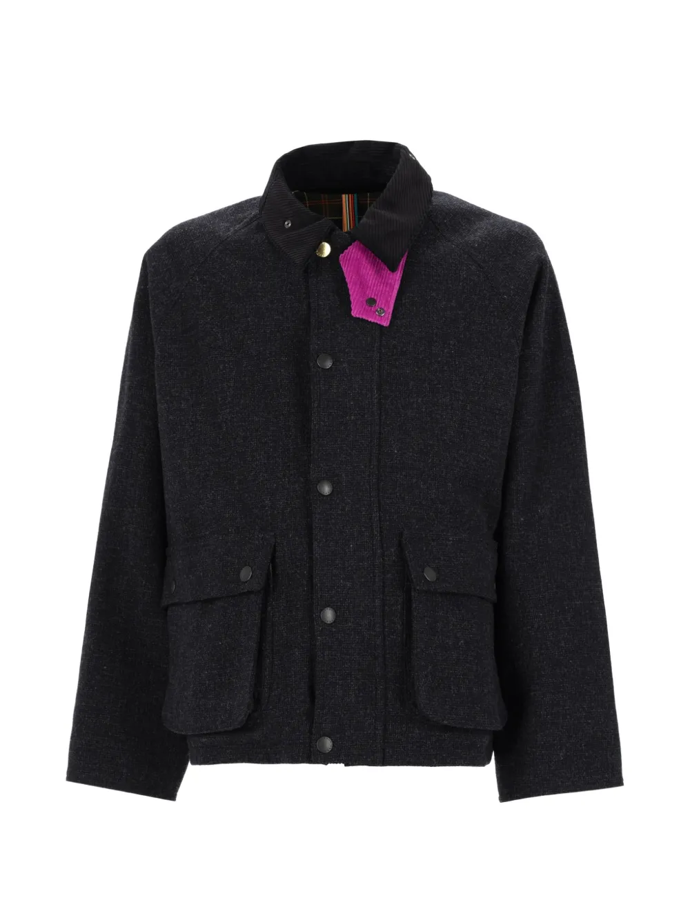 CHIARA D'ESTE corduroy-collar wool jacket - Grau