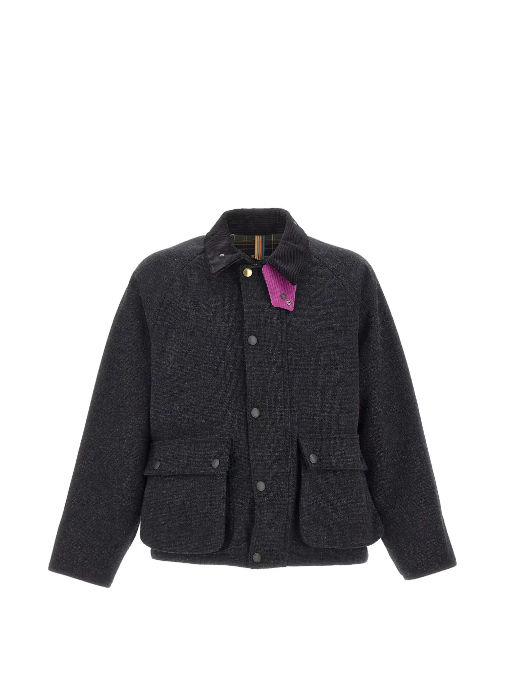 CHIARA D'ESTE corduroy-collar wool jacket - Grigio