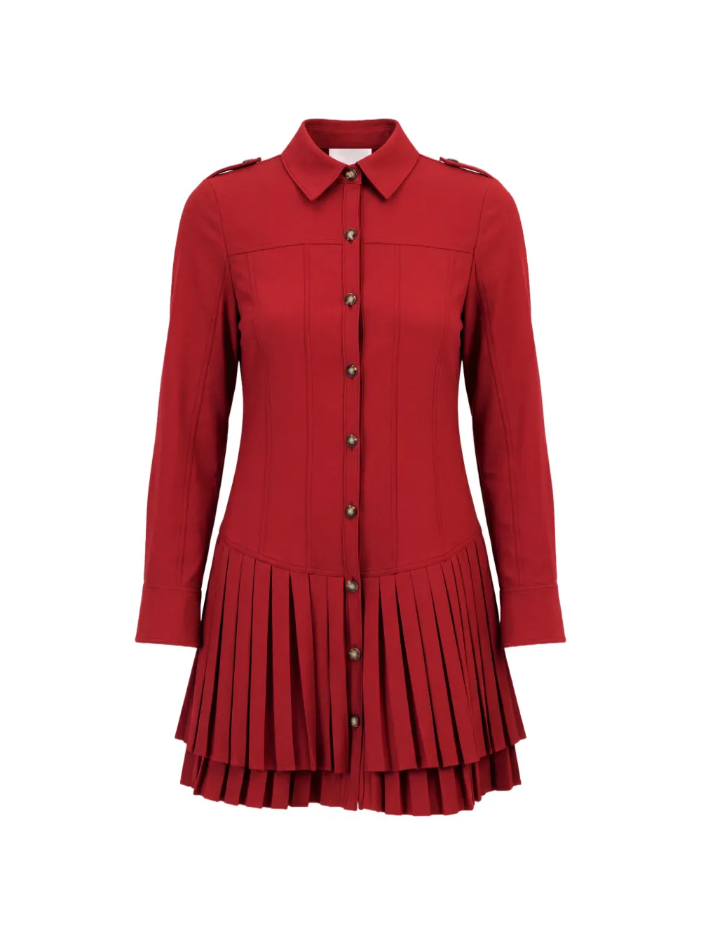 Cinq A Sept Dalissa pleated-skirt button-up mini dress Rood