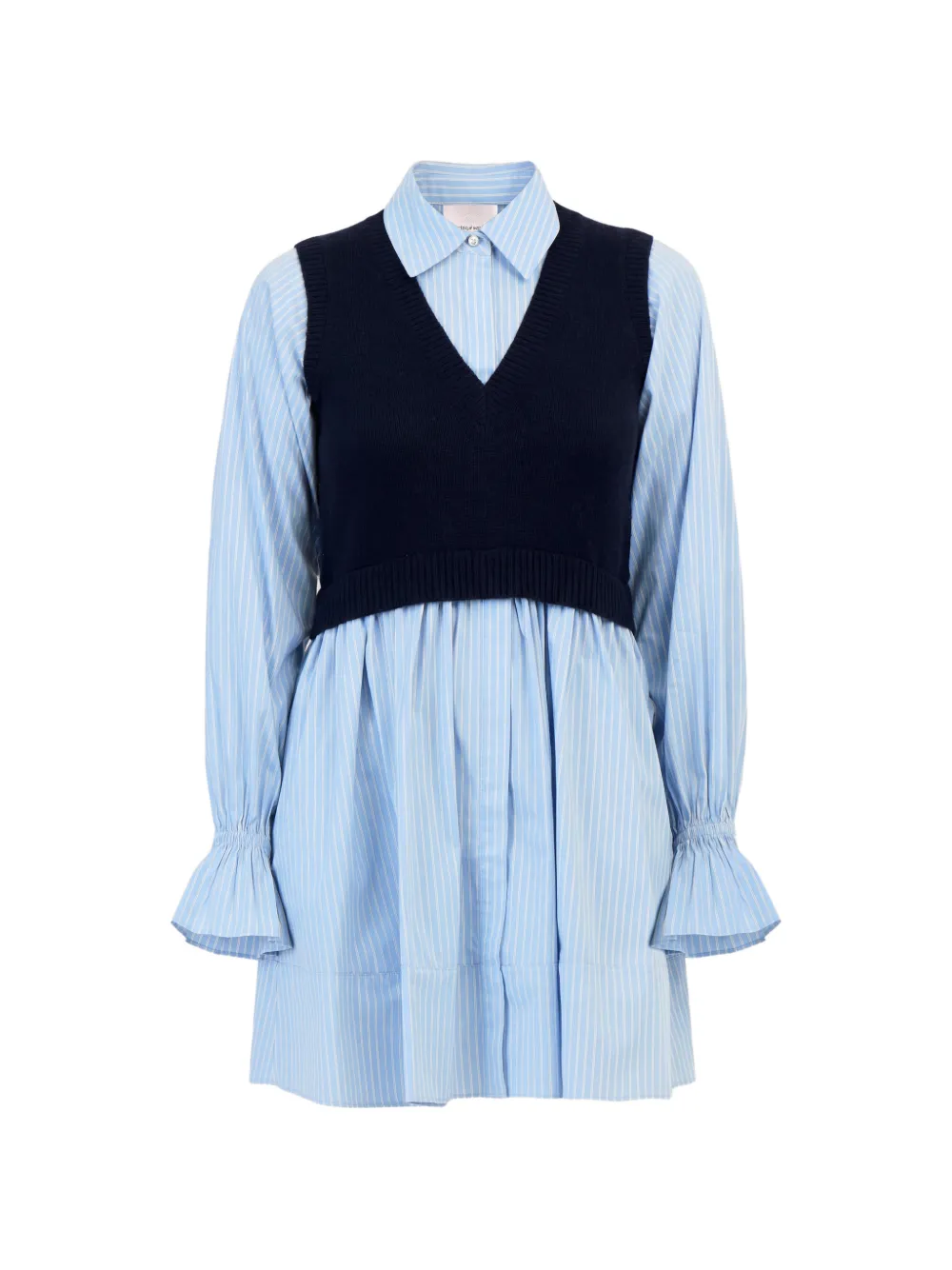 Cinq A Sept Abito corto Patsy a righe con effetto a strati - Blu
