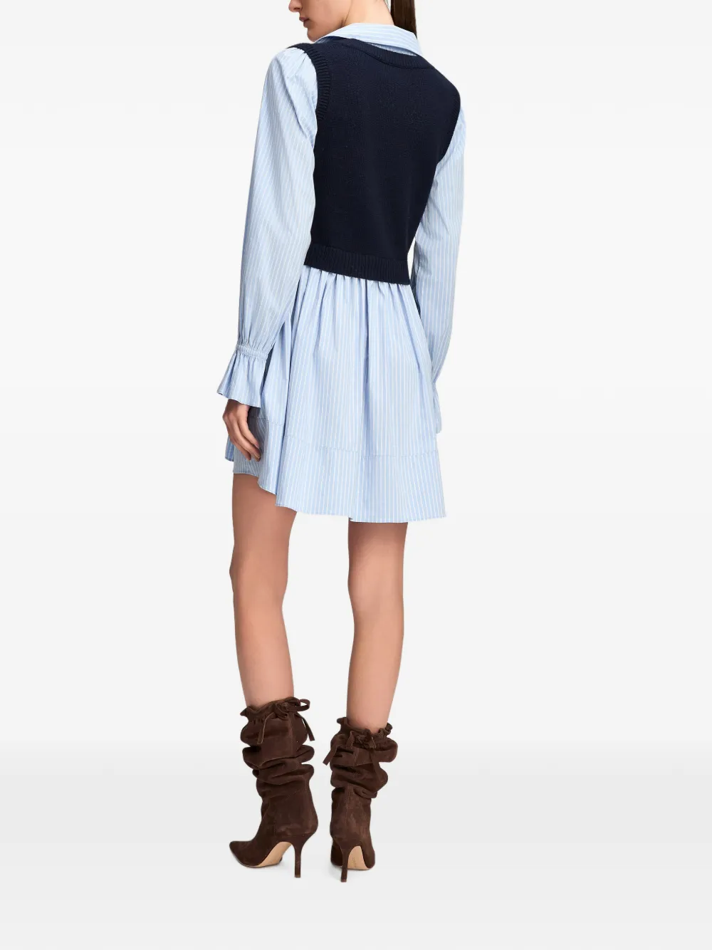 Cinq A Sept Patsy striped layered-effect mini dress Blauw