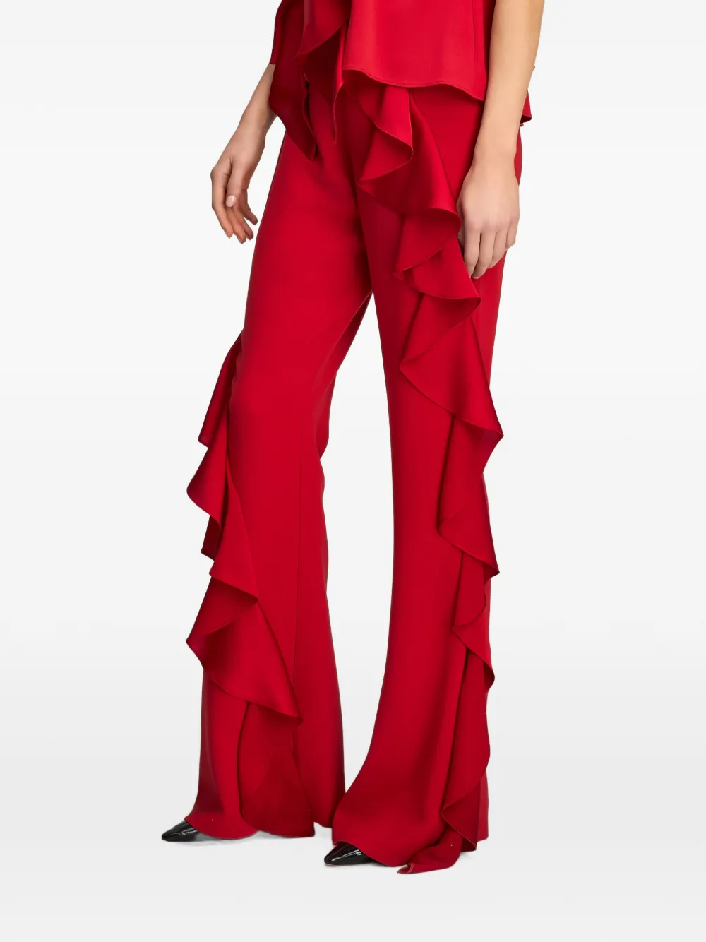 Cinq A Sept Selah ruffled trousers Rood