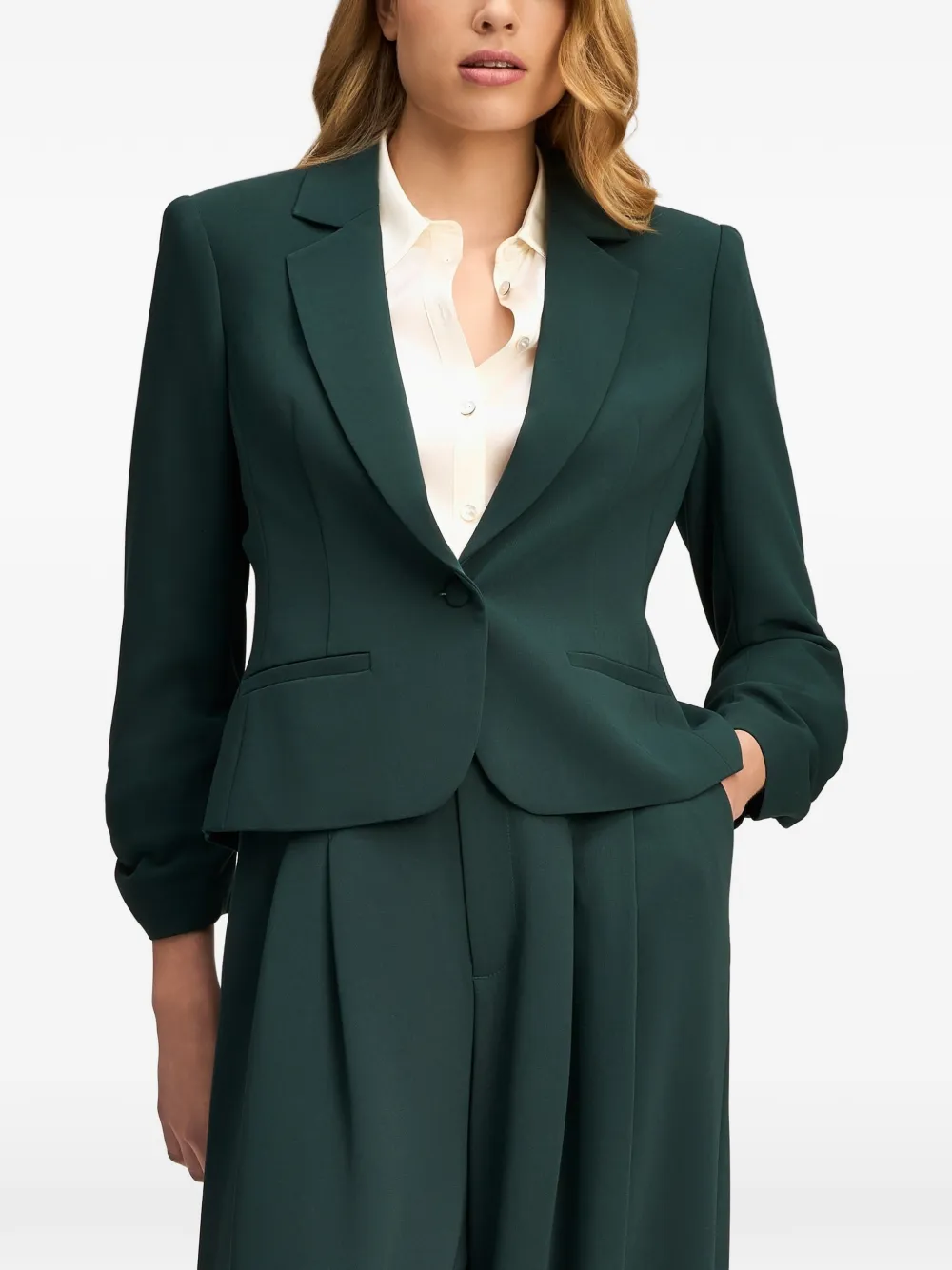 Cinq A Sept Le Petit Khloe ruched-sleeve blazer Groen