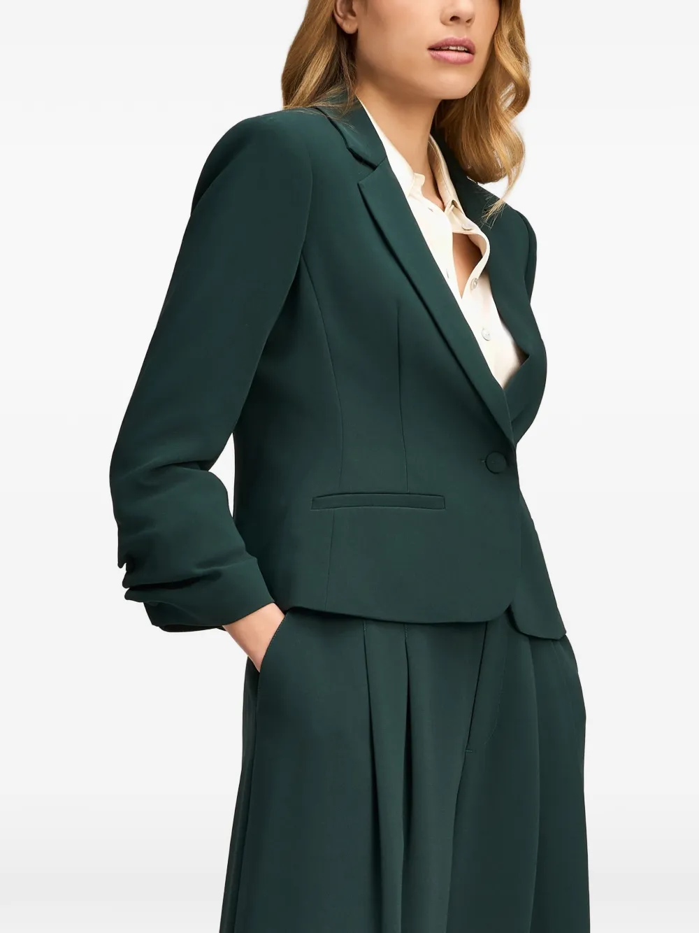 Cinq A Sept Le Petit Khloe ruched-sleeve blazer Groen