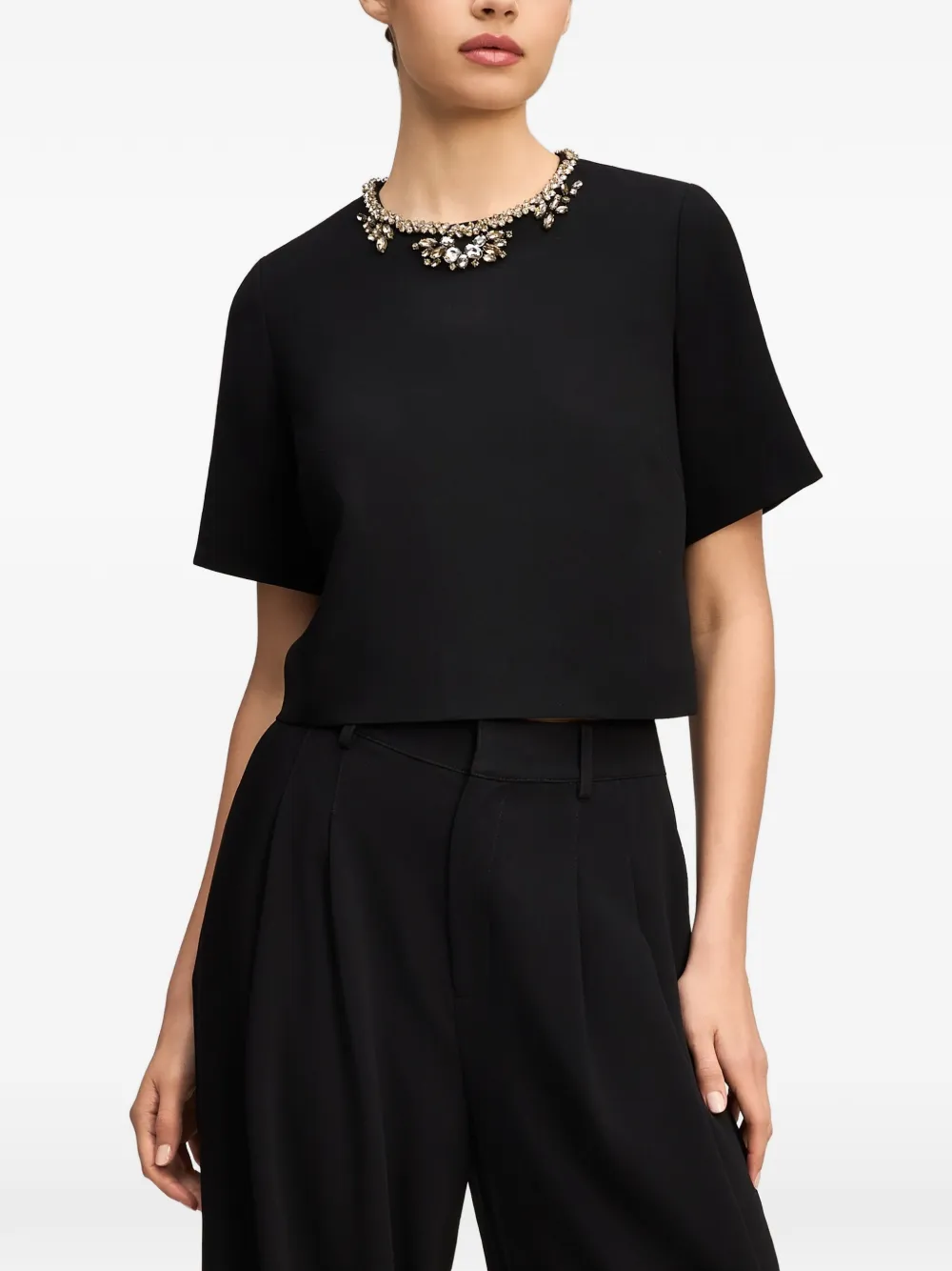 Cinq A Sept Adona crystal-embellished top Zwart
