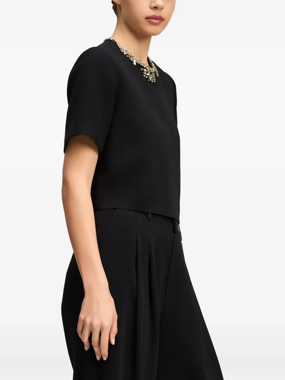Cinq A Sept Adona crystal-embellished top Zwart
