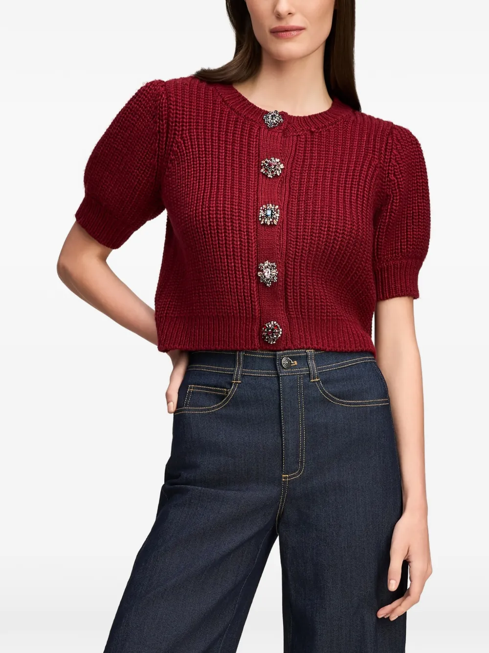Cinq A Sept Rita Baroque embellished cardigan Rood