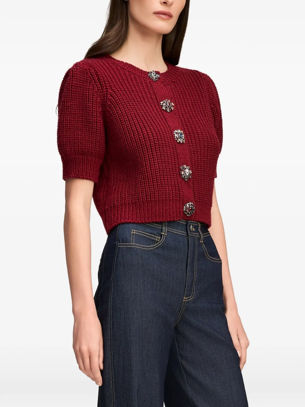 Cinq A Sept Rita Baroque embellished cardigan Rood