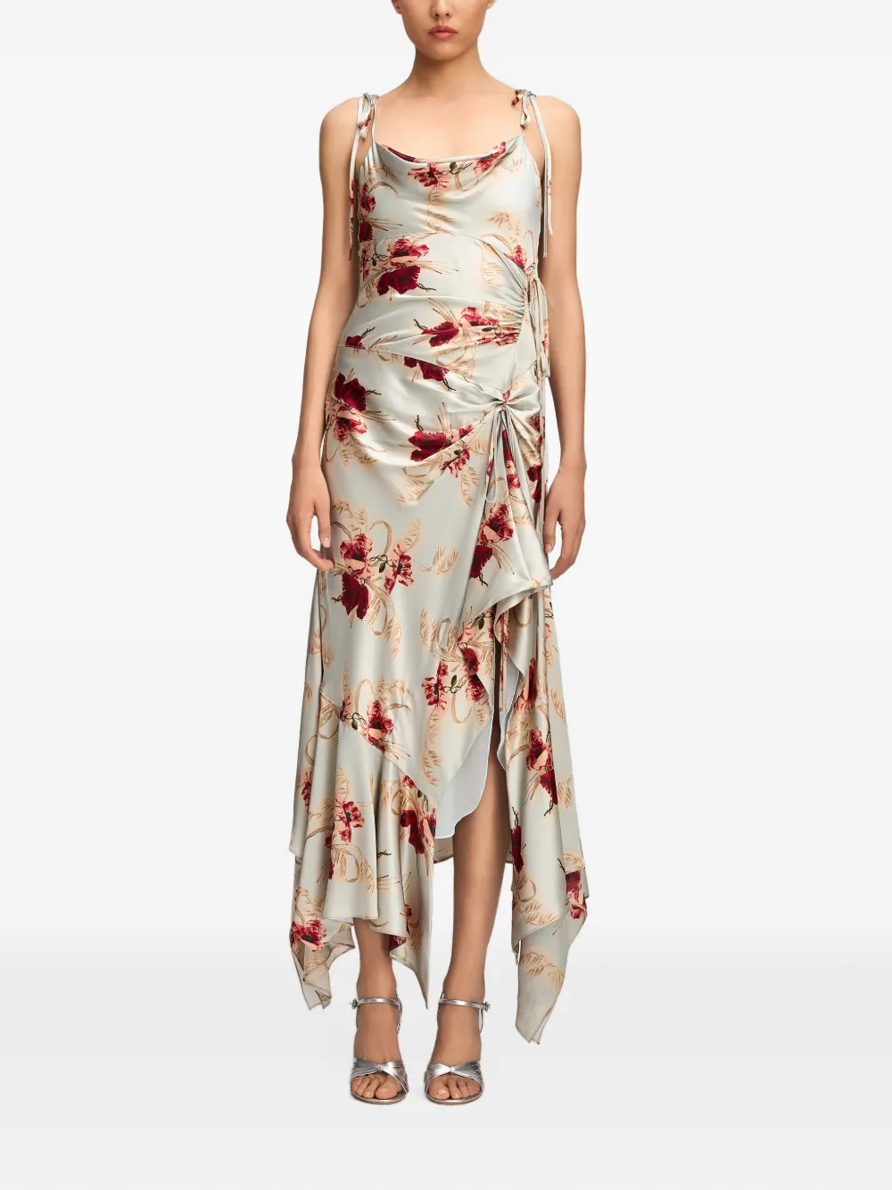 Cinq A Sept Ambroisine Wilted Poppy silk maxi dress Blauw