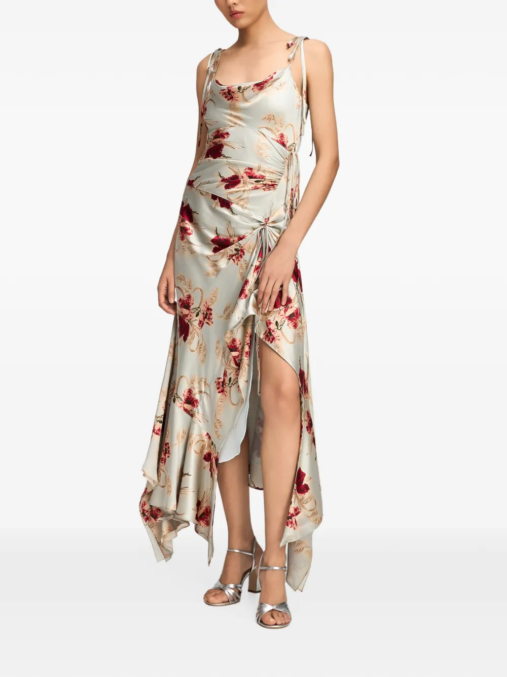 Cinq A Sept Ambroisine Wilted Poppy silk maxi dress Blauw