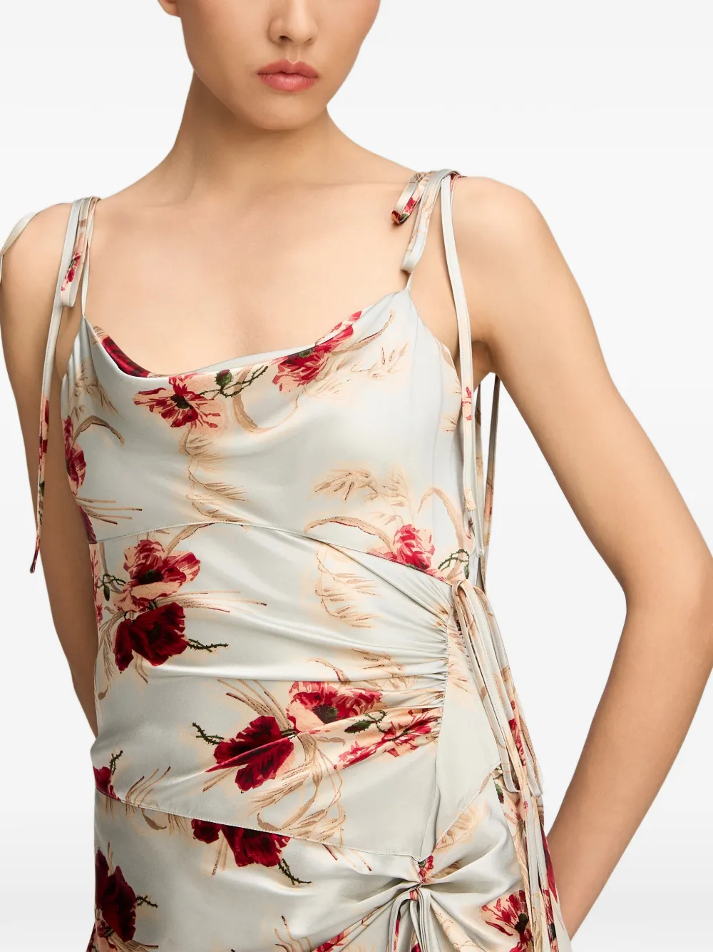 Cinq A Sept Ambroisine Wilted Poppy silk maxi dress Blauw