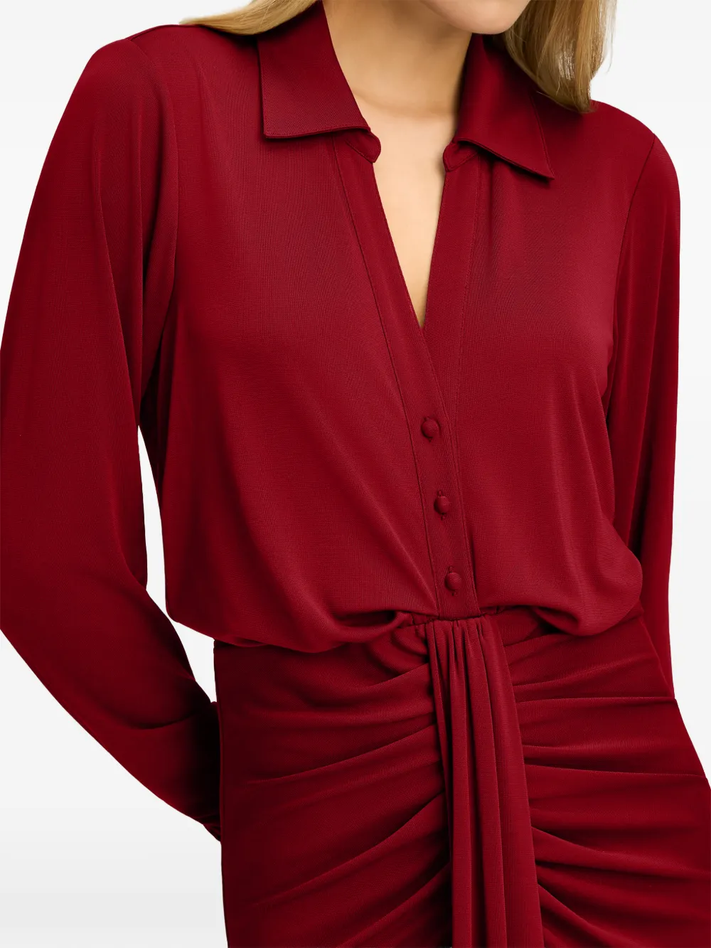 Cinq A Sept Seferina ruched-detail midi dress Rood