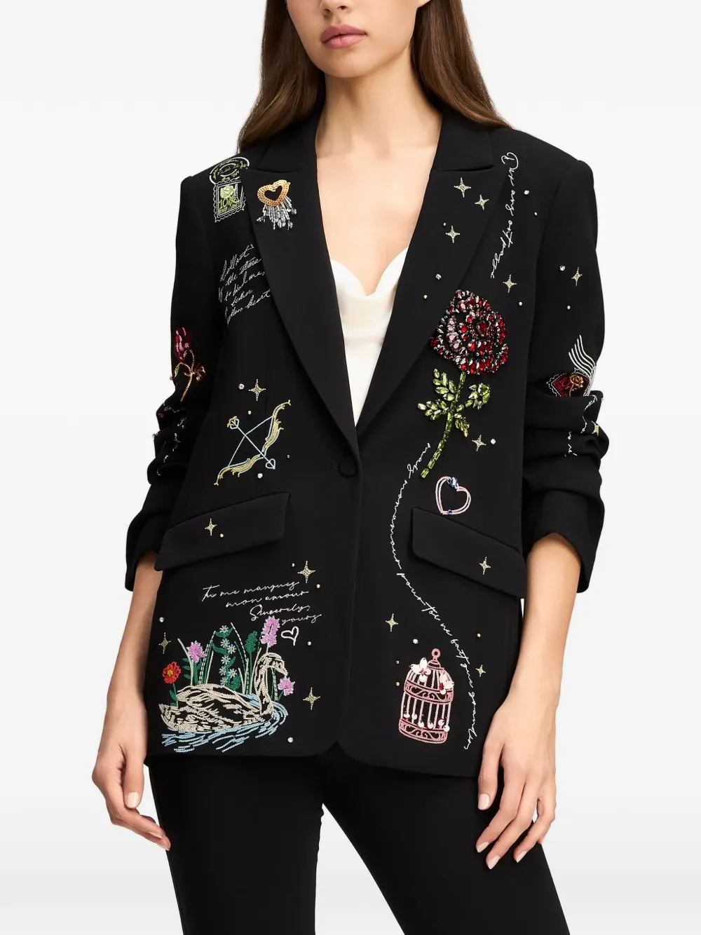 Cinq A Sept Kelsa Starry Scribbles embellished blazer Zwart