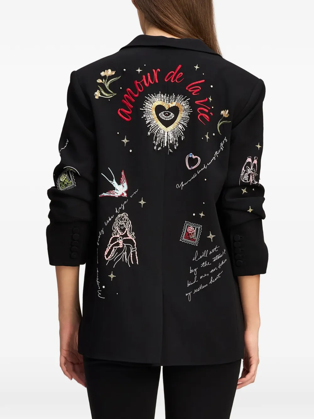 Cinq A Sept Kelsa Starry Scribbles embellished blazer Zwart