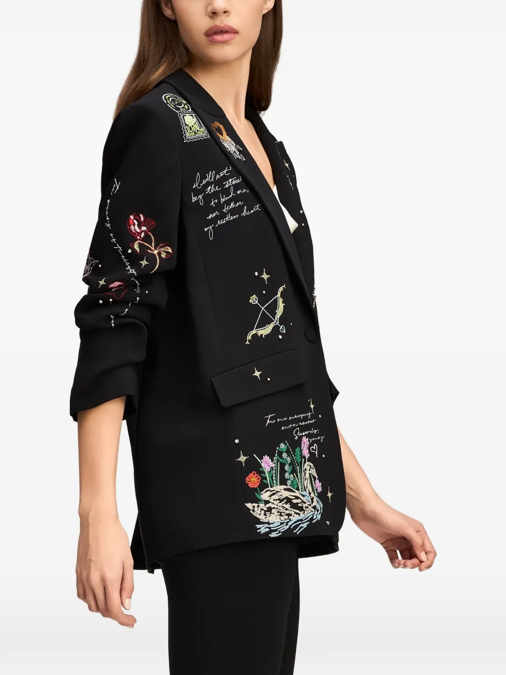 Cinq A Sept Kelsa Starry Scribbles embellished blazer Zwart