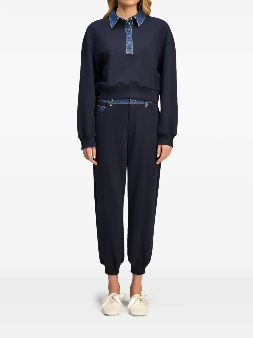 Cinq A Sept Polo Corenna con collo denim - Blu