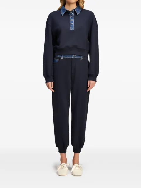 Cinq A Sept Corenna denim-collar polo top