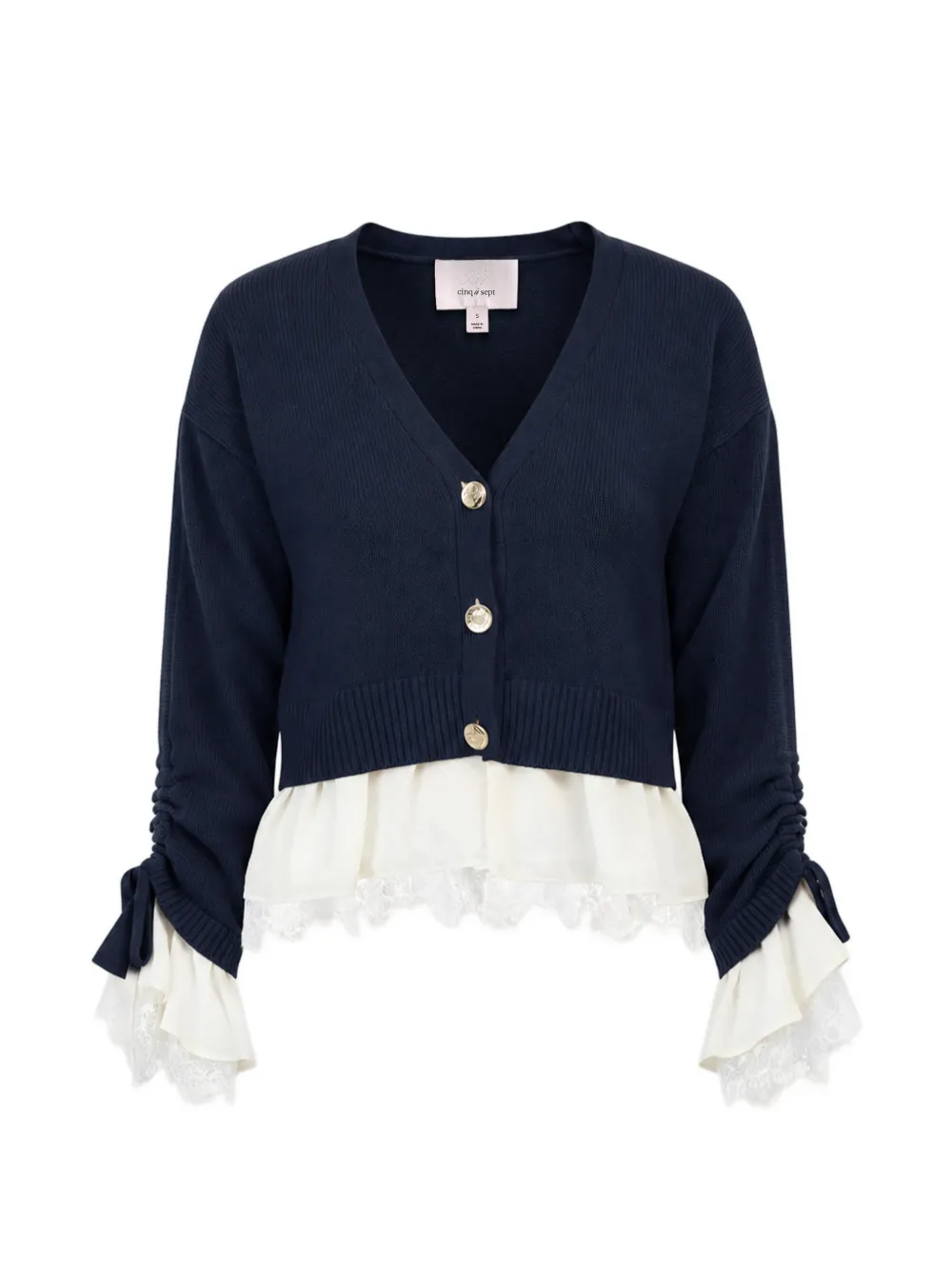 Cinq A Sept cardigan Atley superposé bordé de dentelle - Bleu Cinq A Sept cardigan Atley superposé bordé de dentelle - Bleu