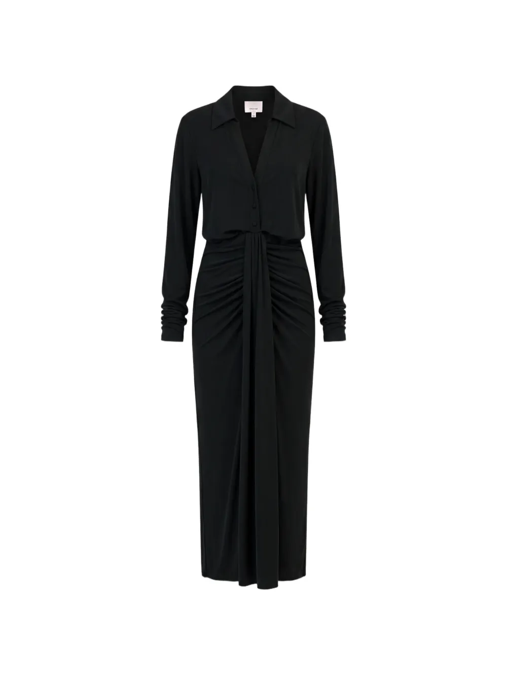 Cinq A Sept Seferina gathered long-sleeve maxi dress Zwart