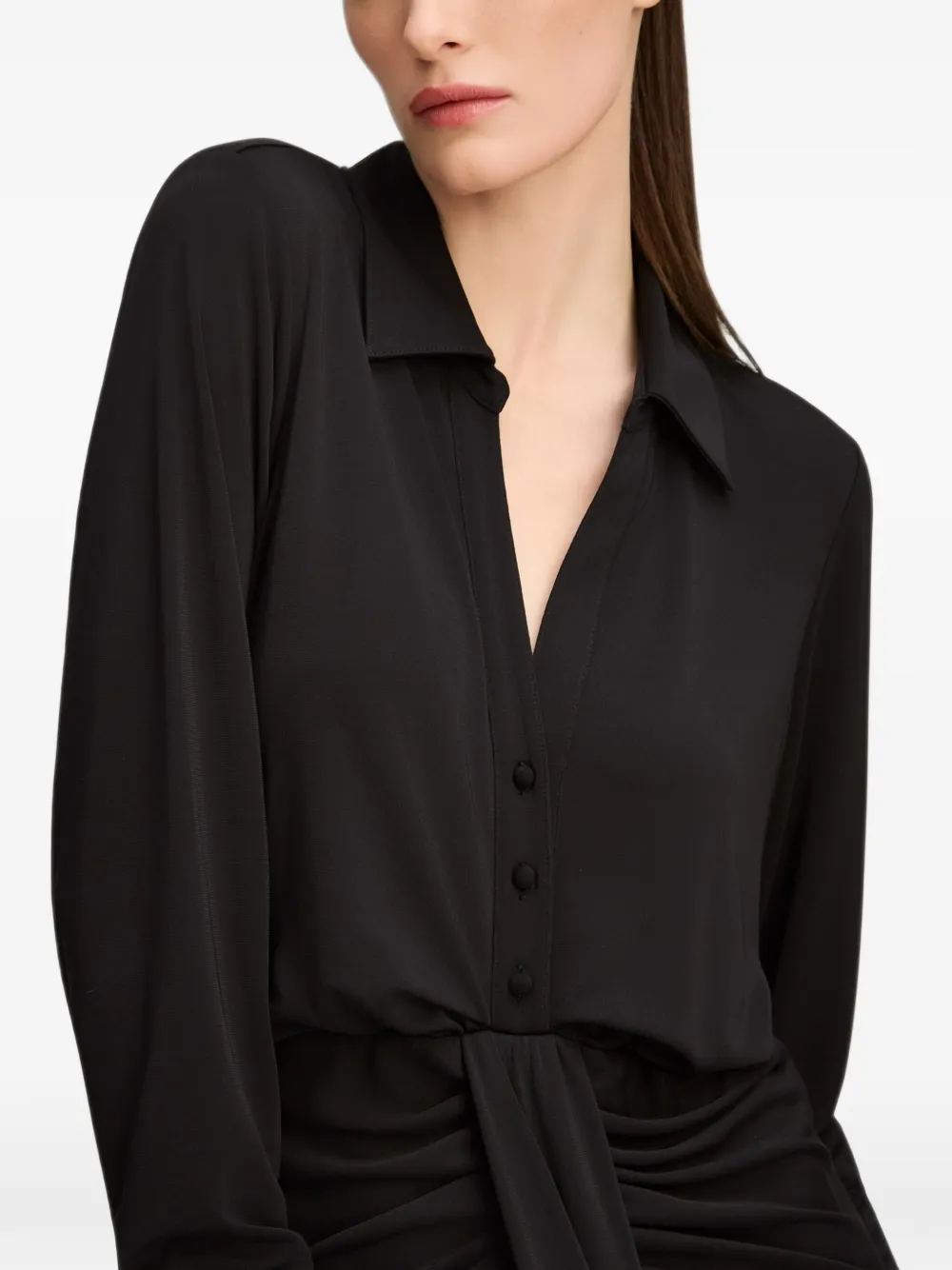 Cinq A Sept Seferina gathered long-sleeve maxi dress Zwart