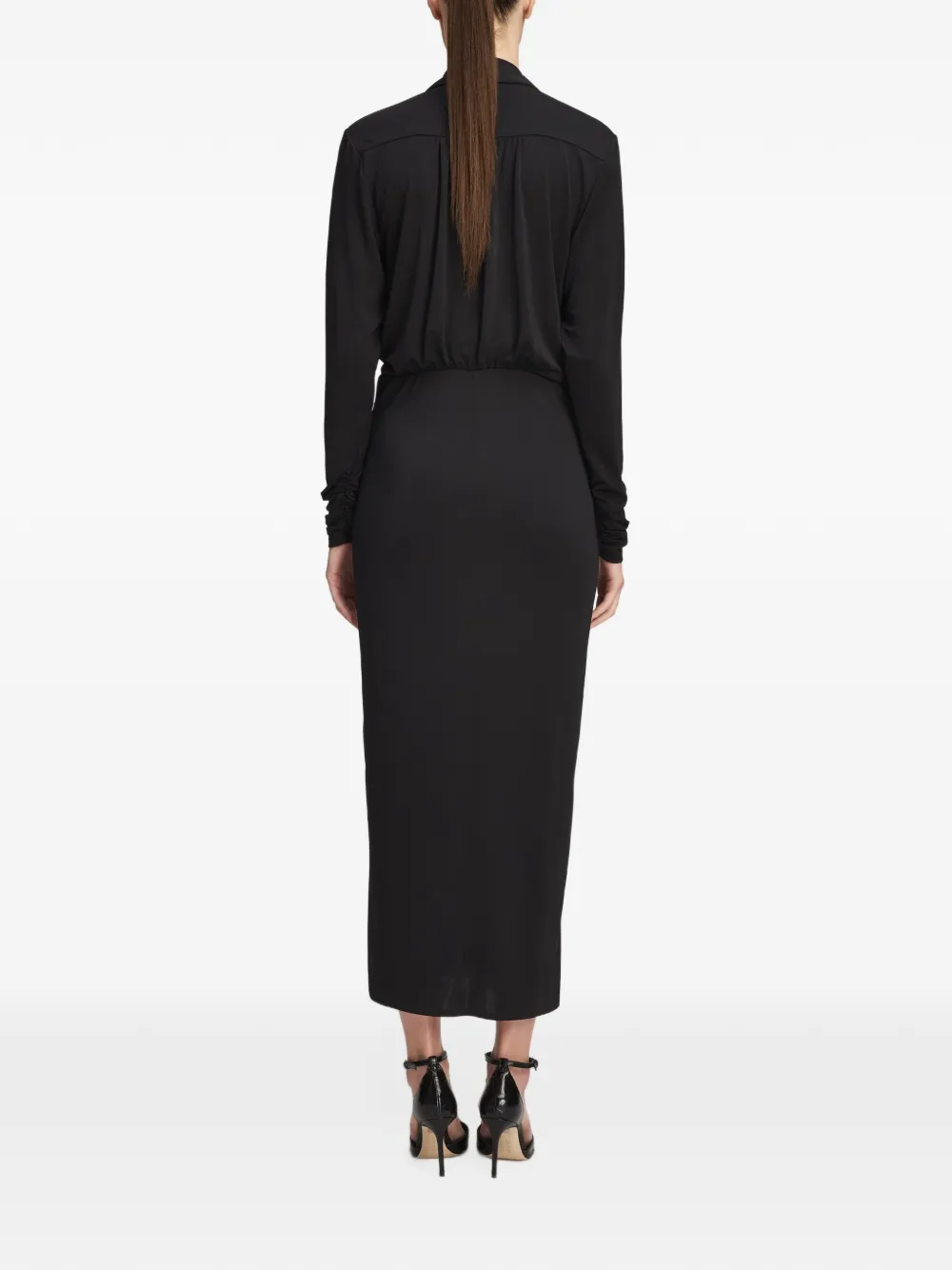 Cinq A Sept Seferina gathered long-sleeve maxi dress Zwart