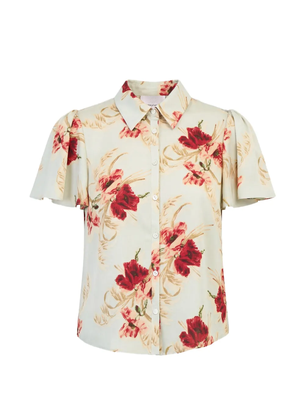 Cinq A Sept Fiona floral-print flutter-sleeve shirt Blauw