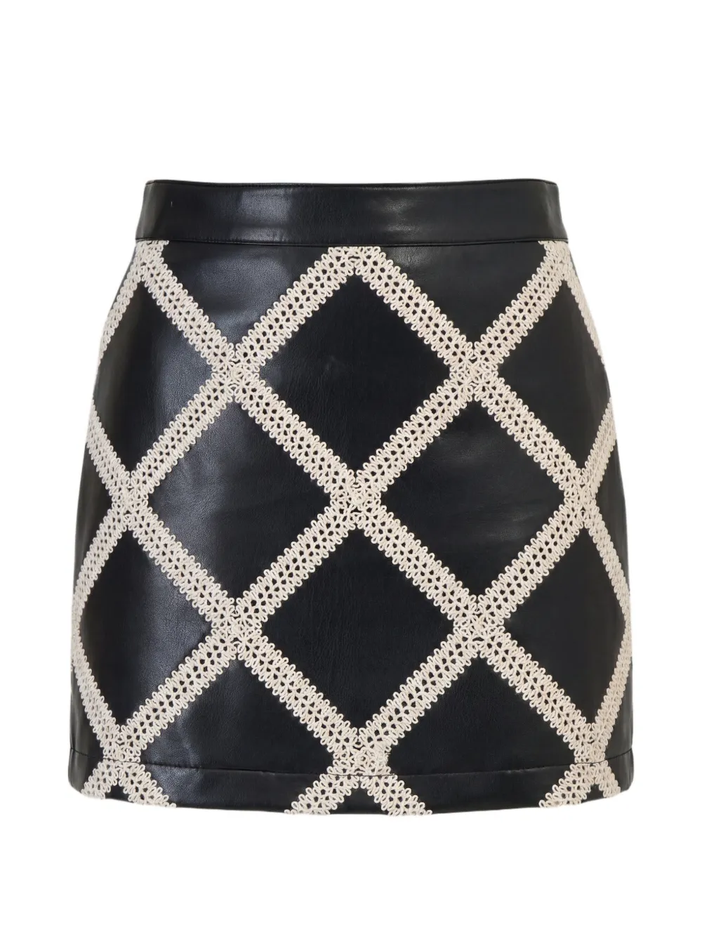 Cinq A Sept Audree mini-rok met roosterafwerking Zwart