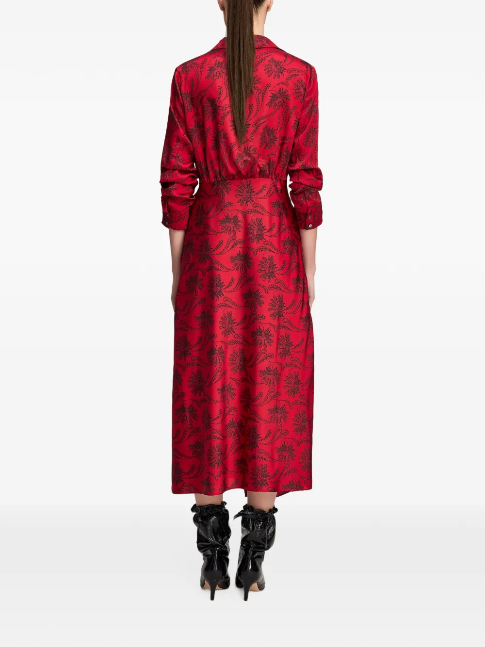 Cinq A Sept Jacey Paisley Fan midi shirt dress Rood
