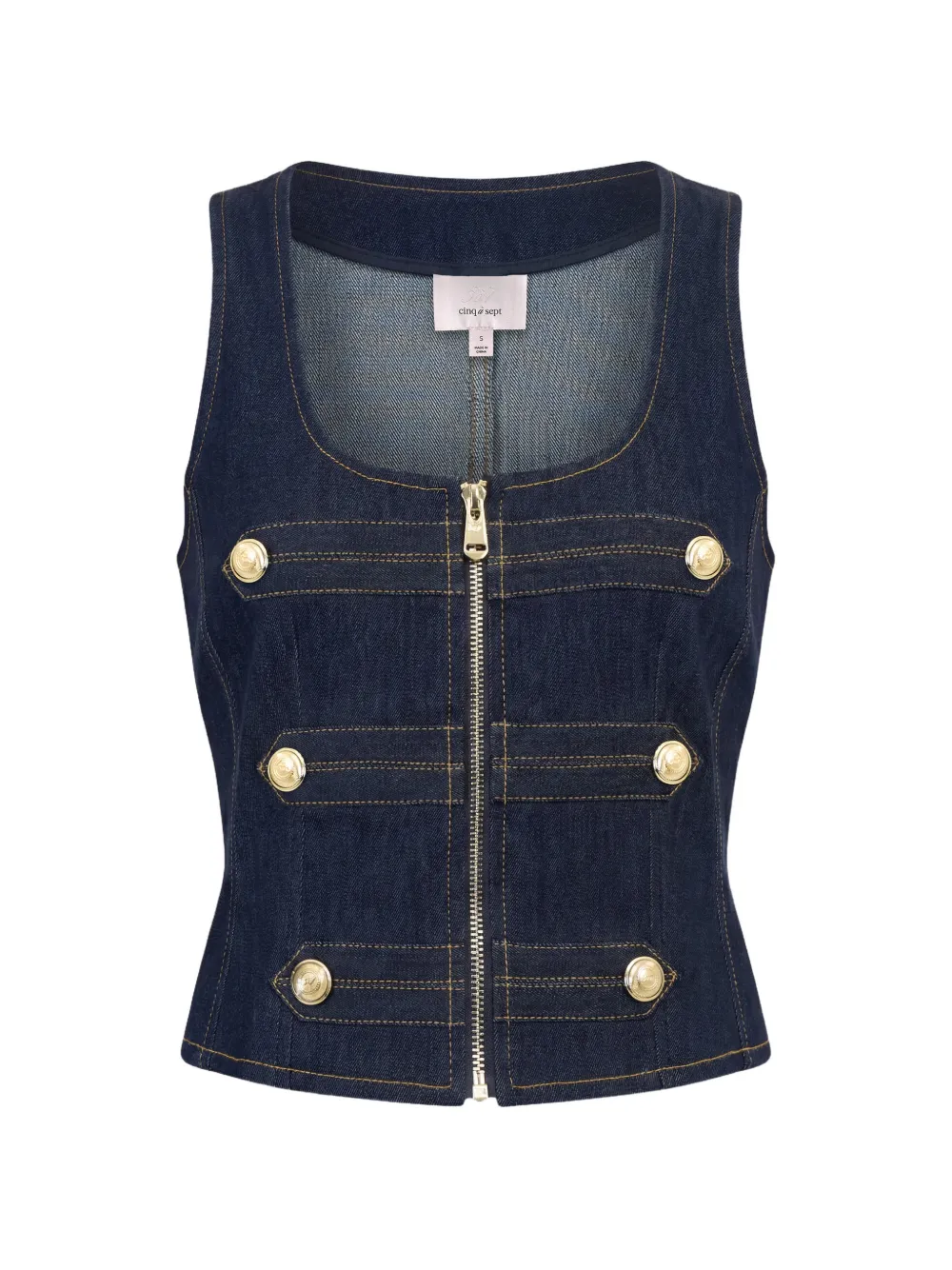 Cinq A Sept Top Abbot con zip e bottoni - Blu