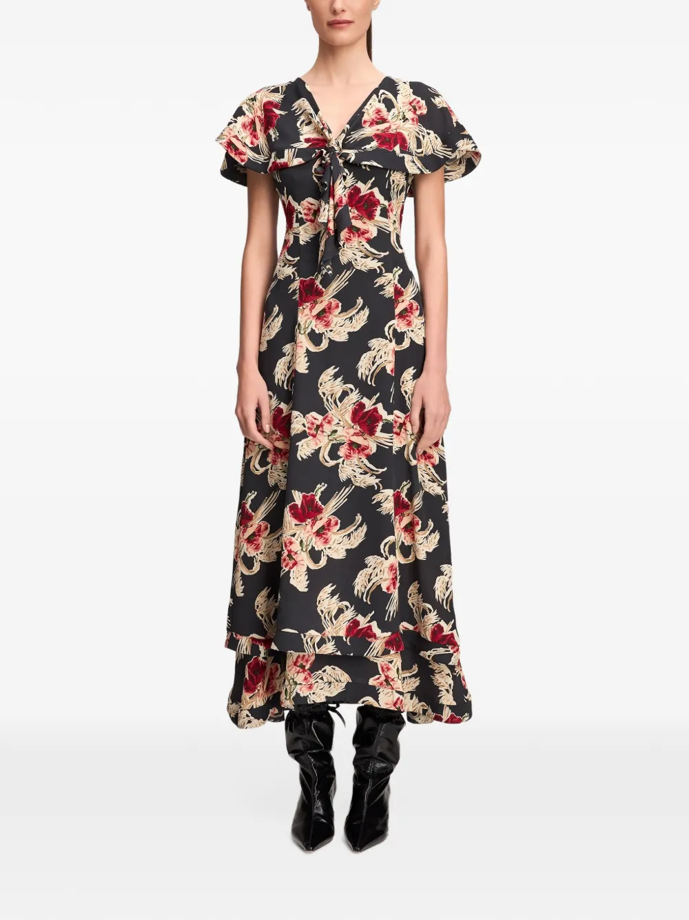 Cinq A Sept Antonetta Wilted Poppy maxi dress Zwart
