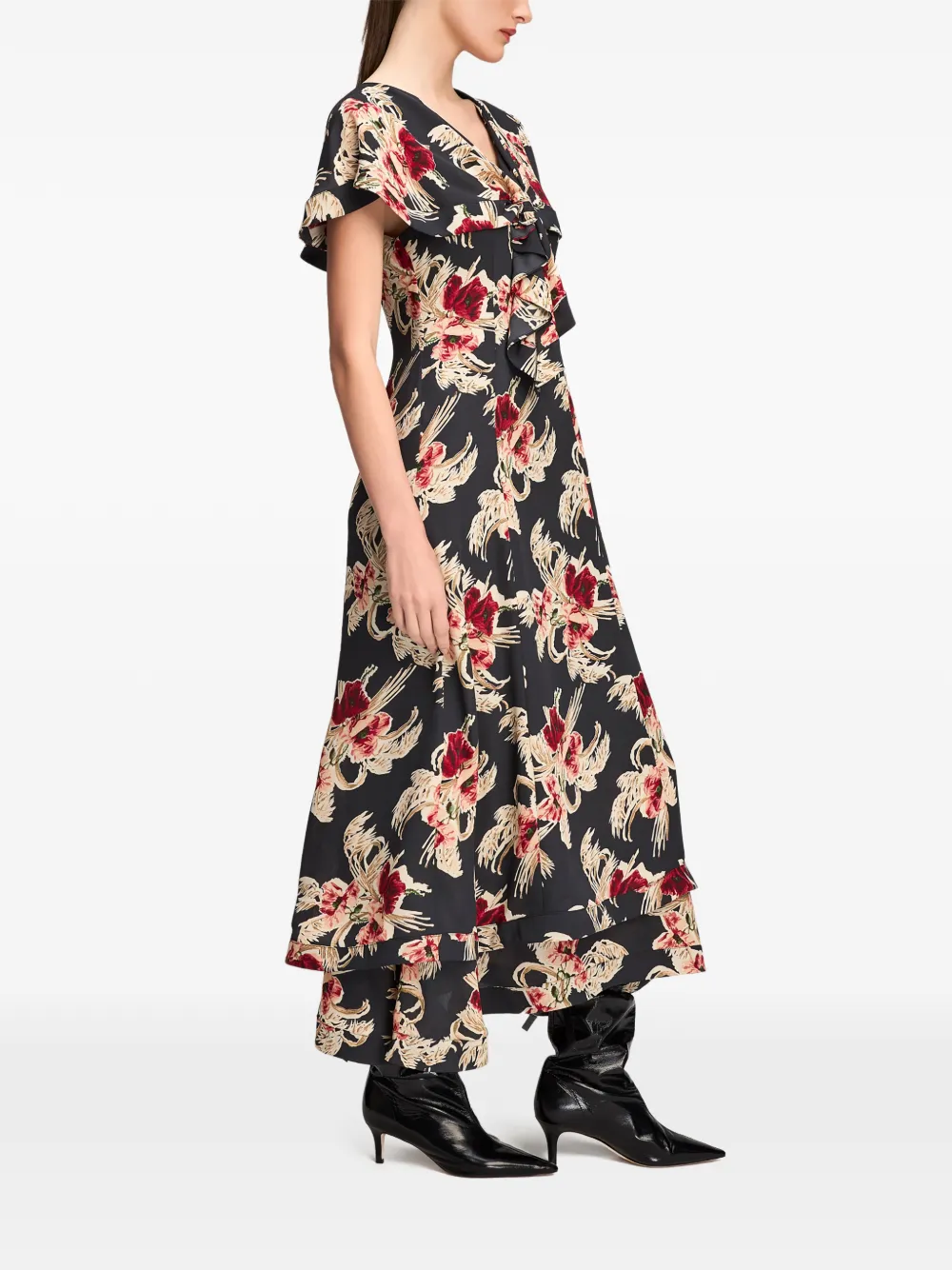 Cinq A Sept Antonetta Wilted Poppy maxi dress Zwart