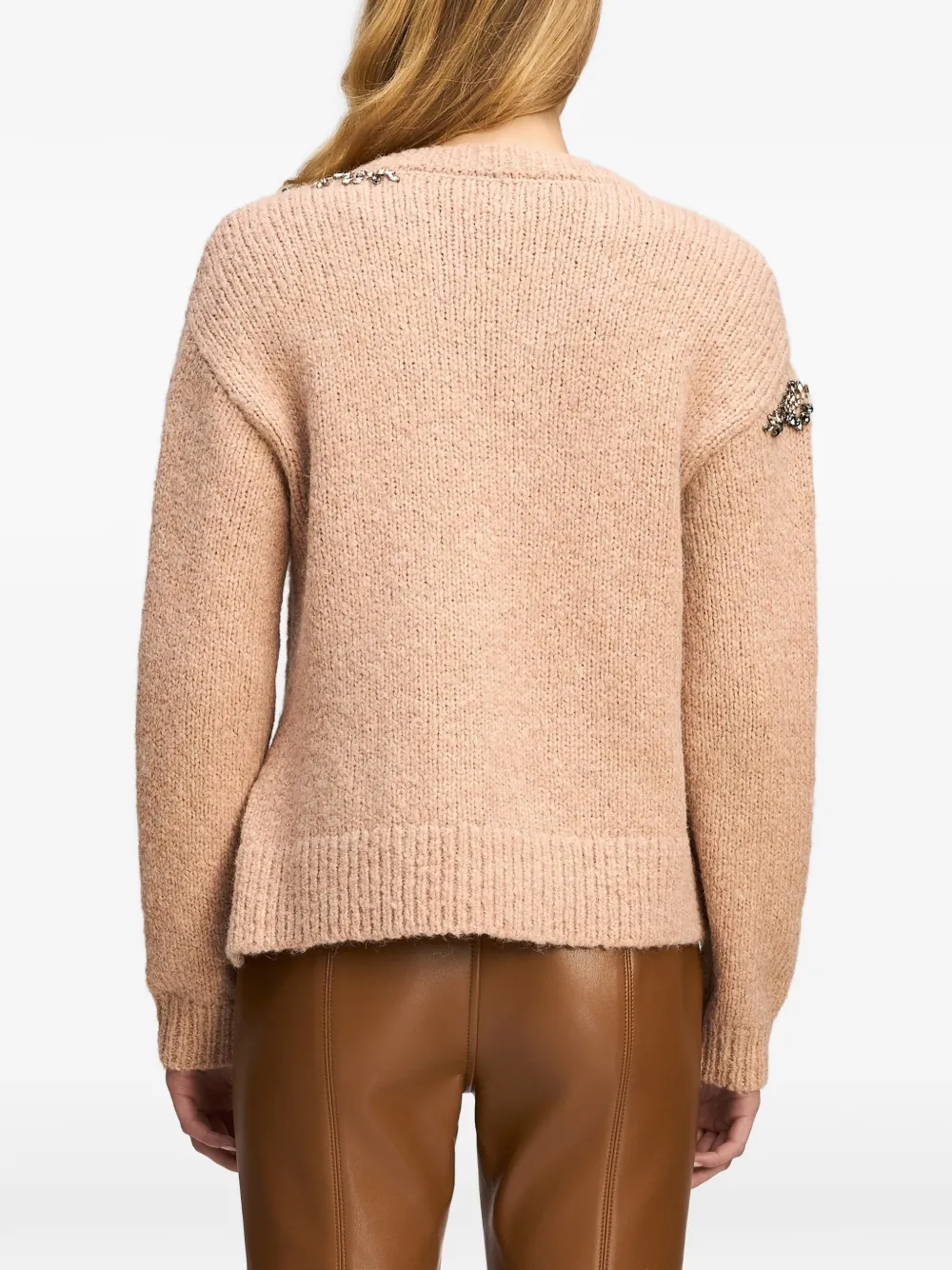 Cinq A Sept Lilliana crystal-embellished sweater Roze