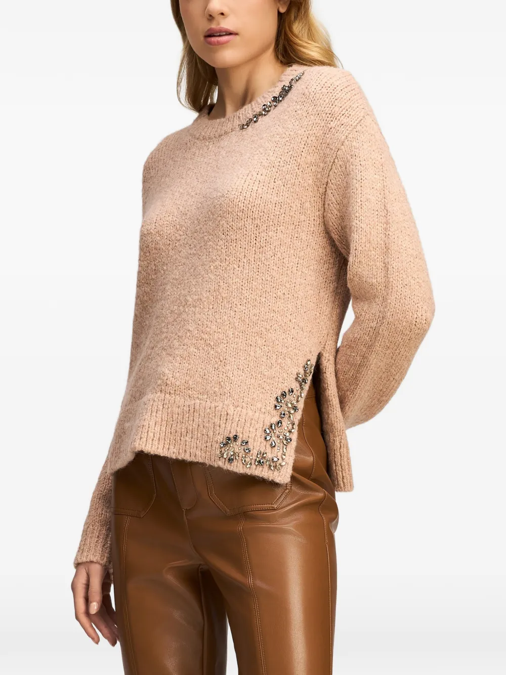 Cinq A Sept Lilliana crystal-embellished sweater Roze