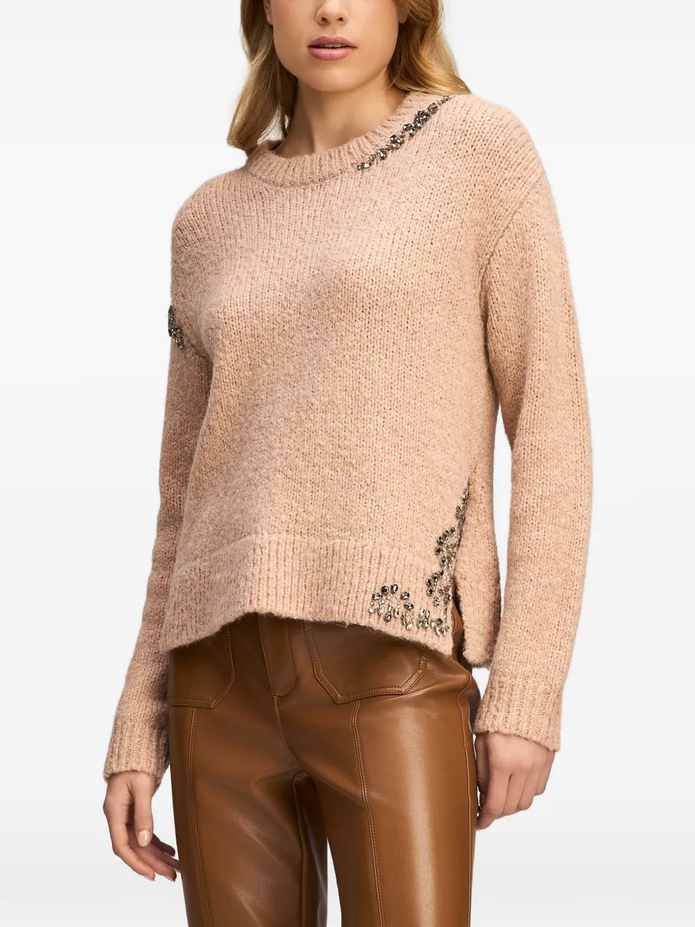 Cinq A Sept Lilliana crystal-embellished sweater Roze