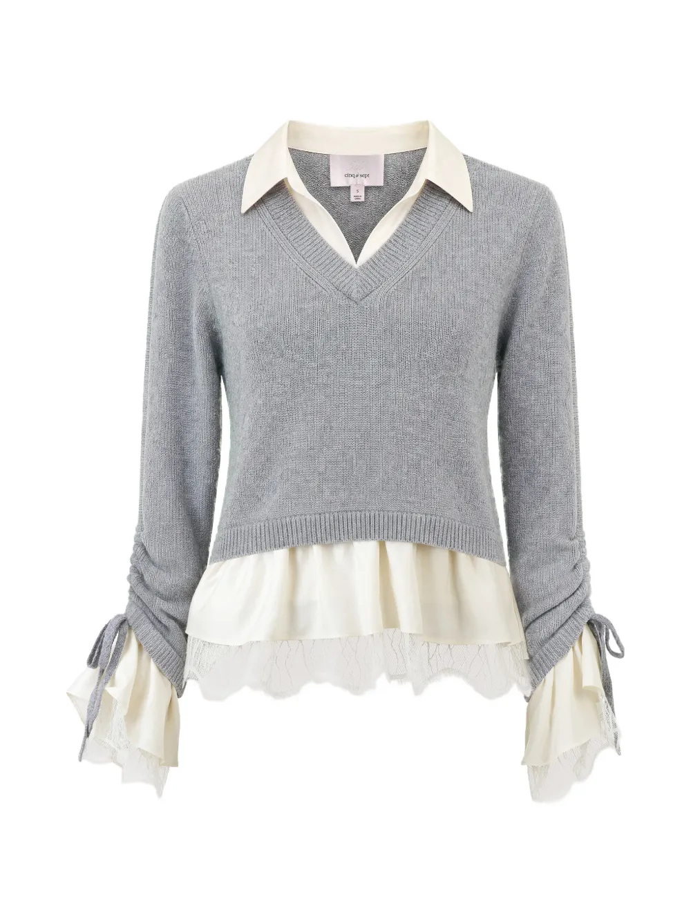 Cinq A Sept pull Milla à design superposé - Gris Cinq A Sept pull Milla à design superposé - Gris