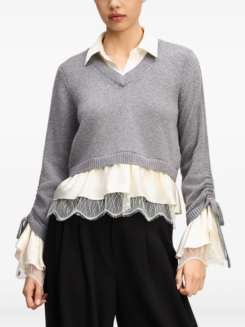 Cinq A Sept Milla layered sweater Grijs