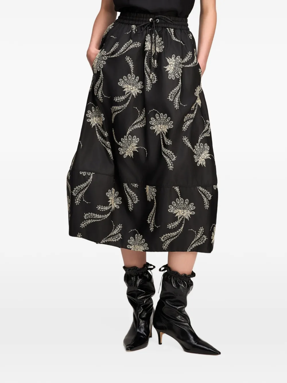 Cinq A Sept Sirani Paisley Fan midi-rok Zwart