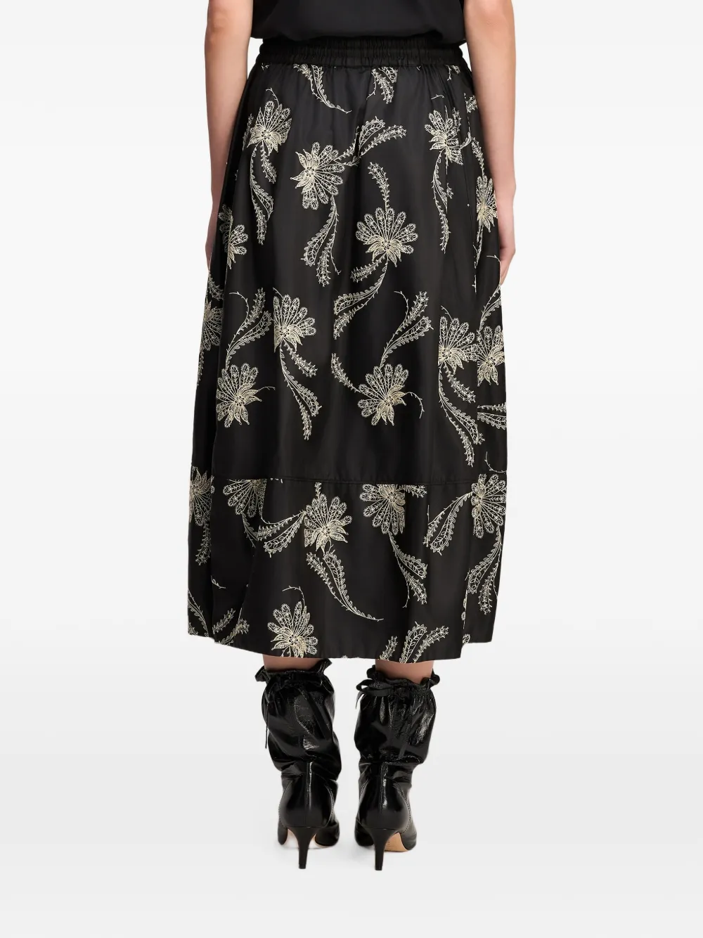 Cinq A Sept Sirani Paisley Fan midi-rok Zwart