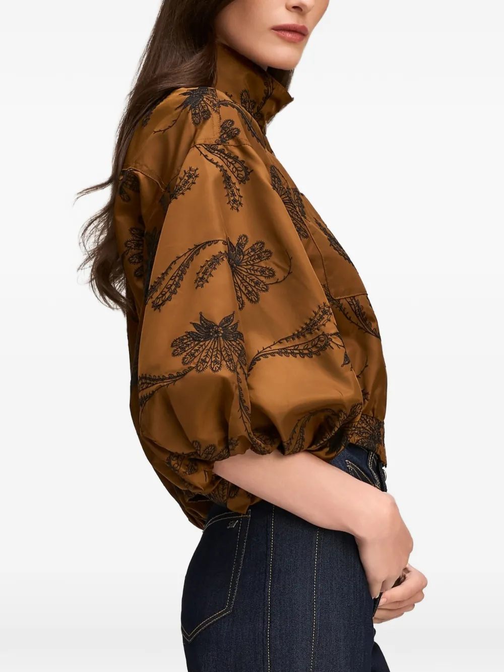 Cinq A Sept Iggy cropped jack met paisley-borduurwerk Bruin