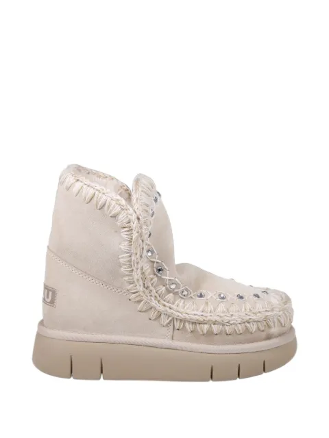 Mou crystal-embellished crochet-trim boots