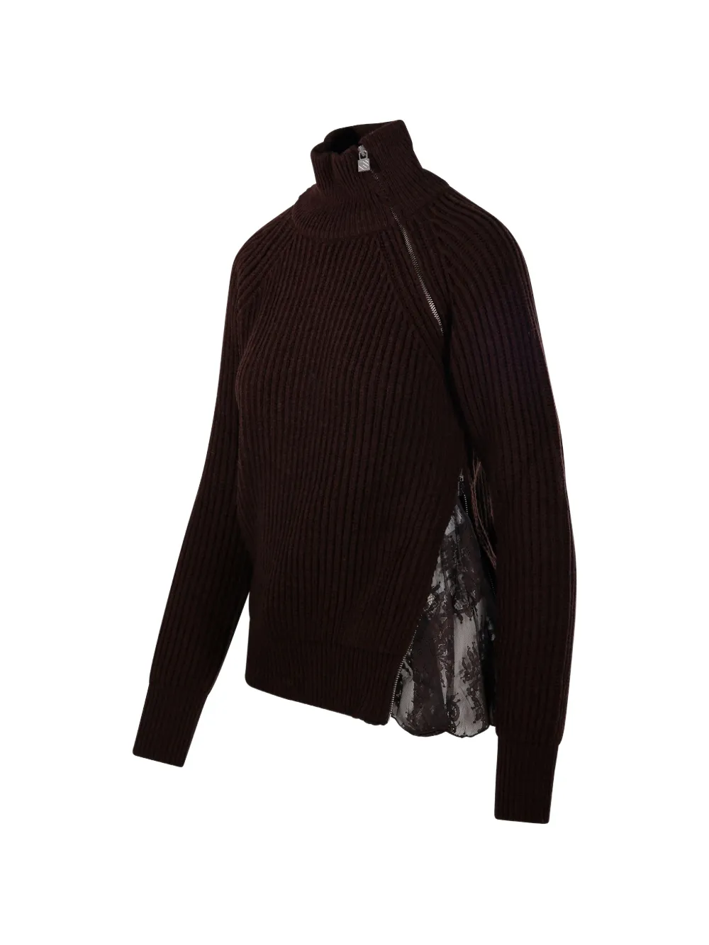 Giuseppe Di Morabito lace-panel ribbed-knit sweater Bruin