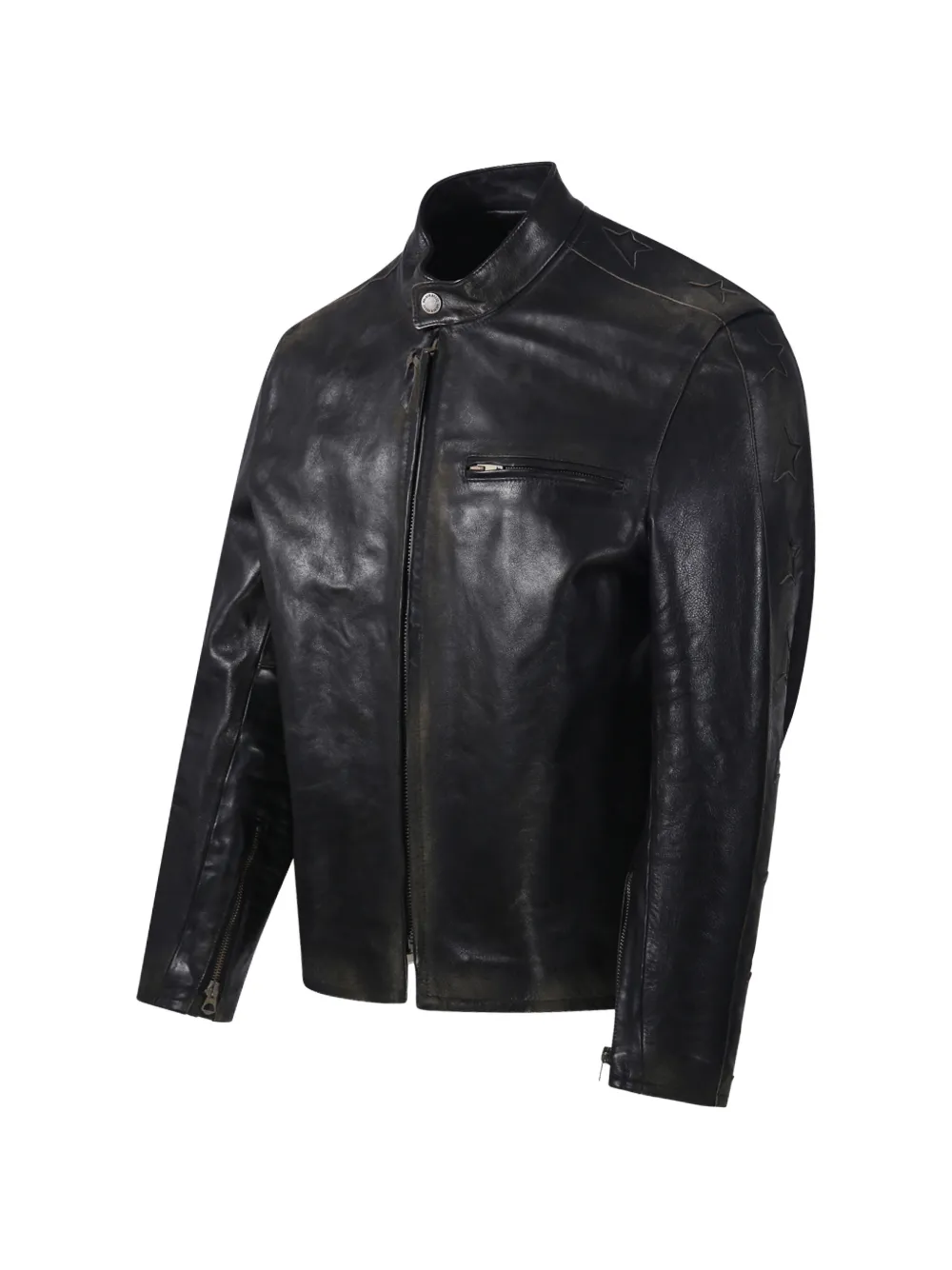 Golden Goose black leather biker jacket Zwart