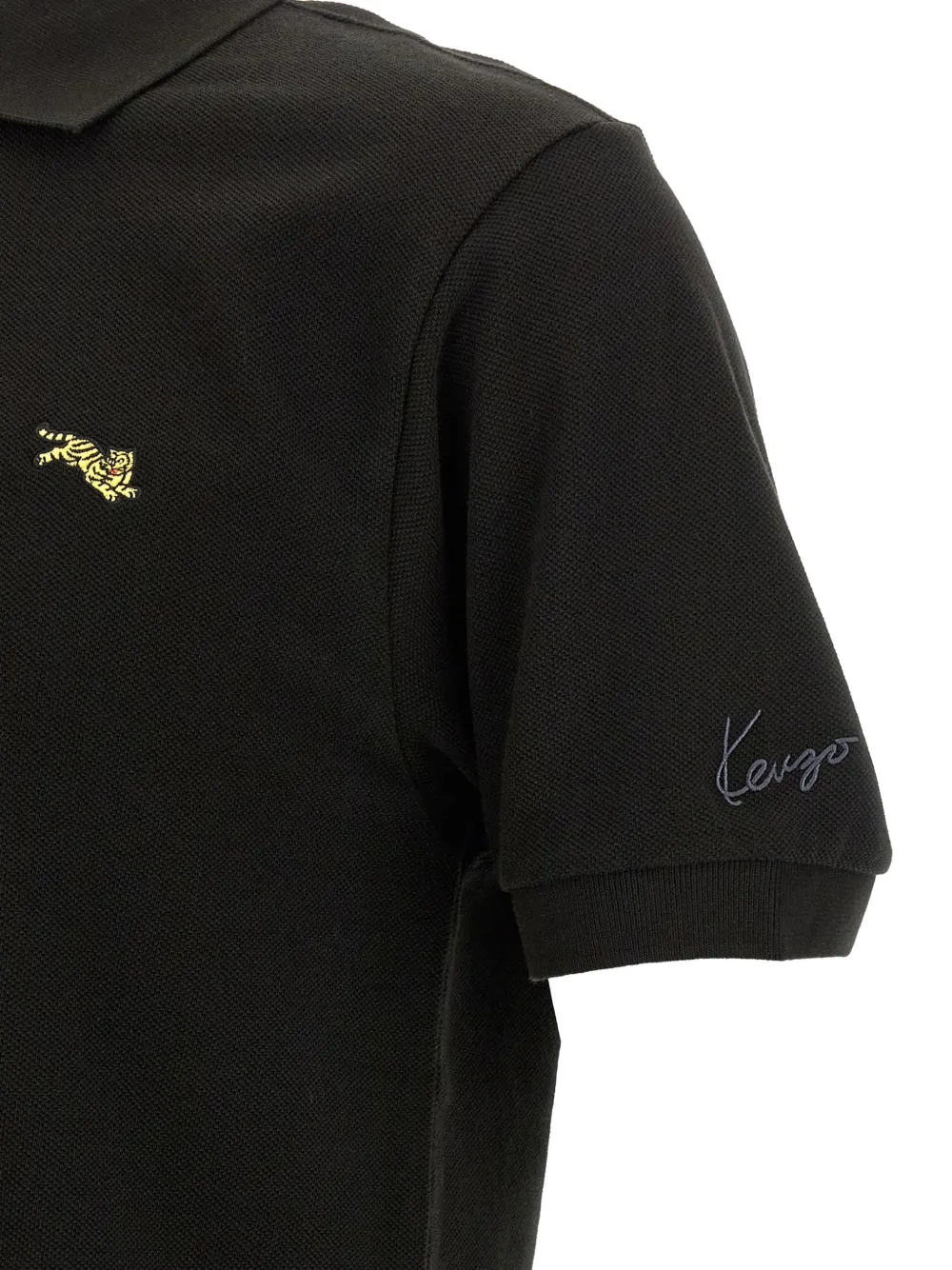 Kenzo Jumping Tiger poloshirt met borduurwerk Zwart