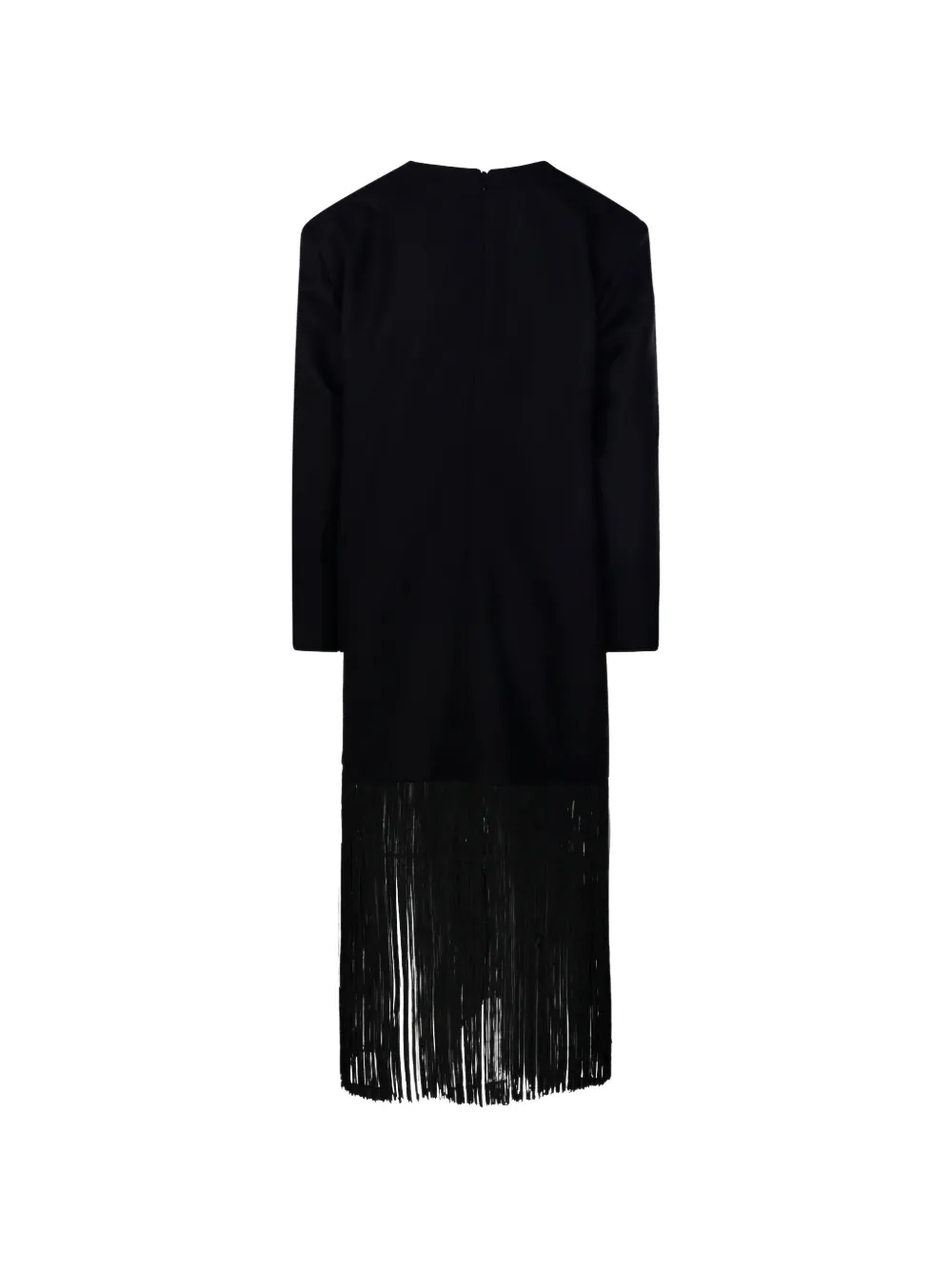 By Malene Birger Mella fringe-trim V-neck mini dress Zwart