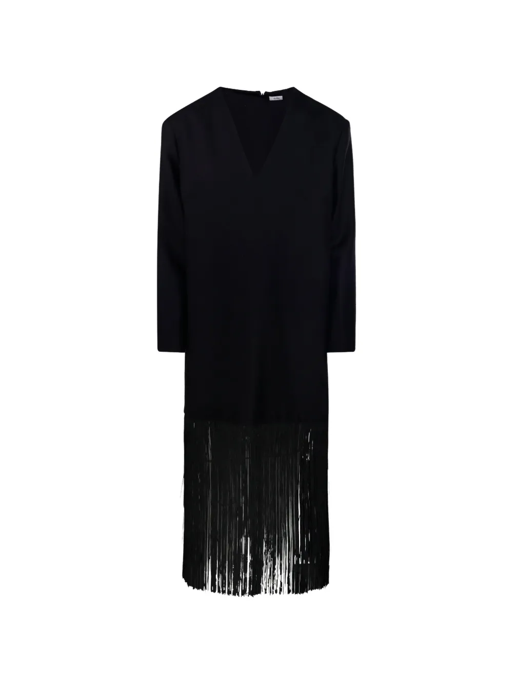 By Malene Birger Mella fringe-trim V-neck mini dress Zwart